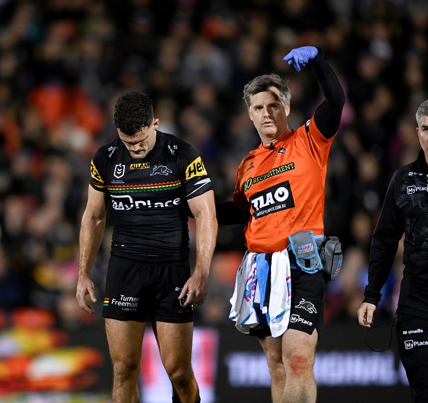 Nathan Cleary injured his shoulder in Thursday's loss to the Storm.