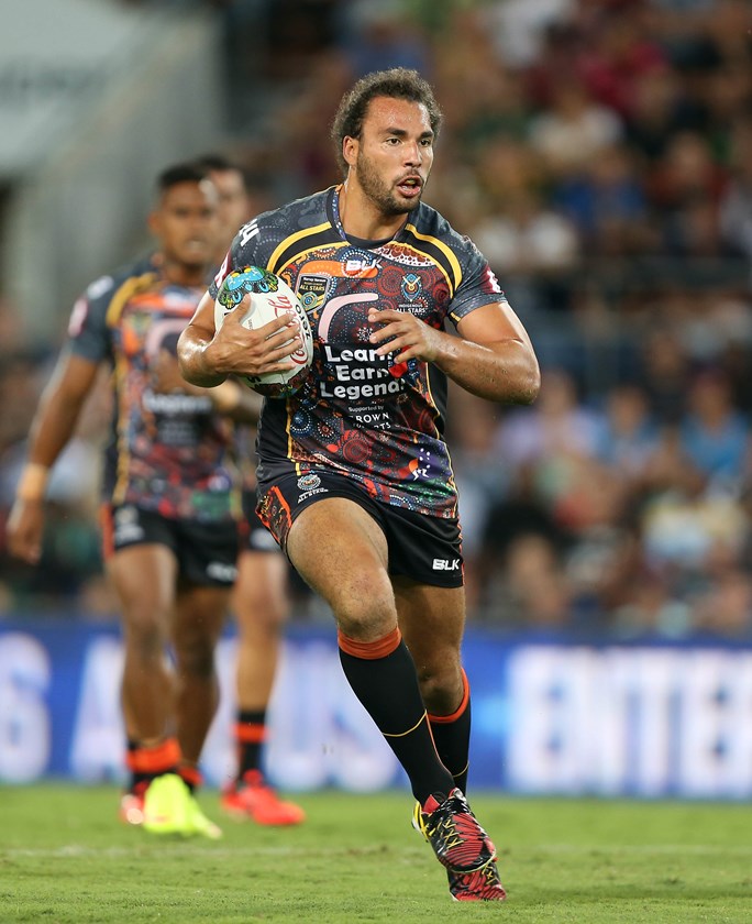 Ryan James in action for the Indigenous All Stars team in 2015.