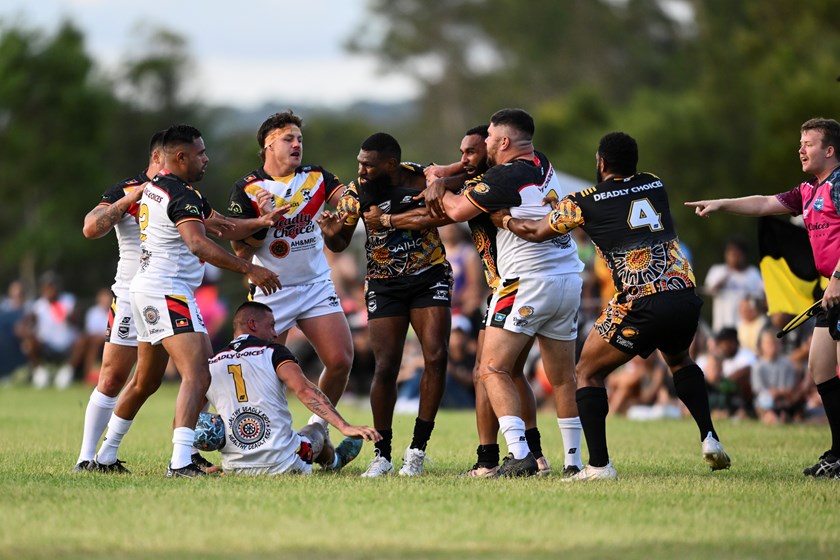 Newcastle All Blacks and Erub United went head-to-head in the Men’s Murri v Koori Interstate Challenge match.
